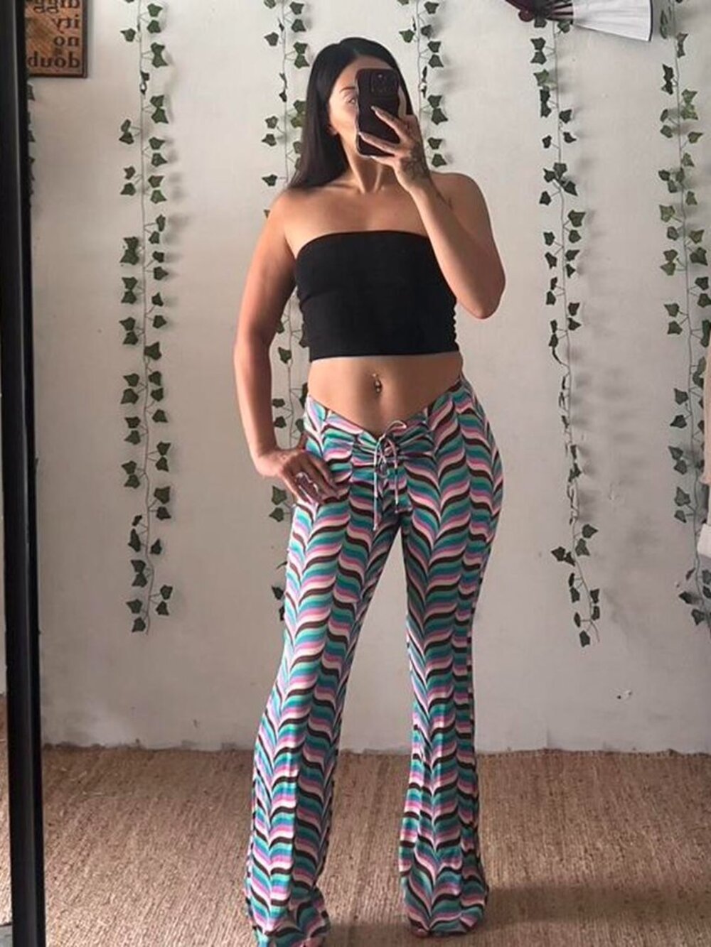 Low waist Zara retro stripe satin flared pants